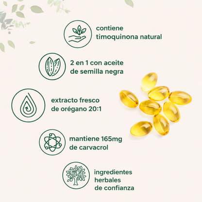 60 cápsulas de Aceite de Orégano de Alta Potencia | Apoyo Natural para Combatir Parásitos y Candida