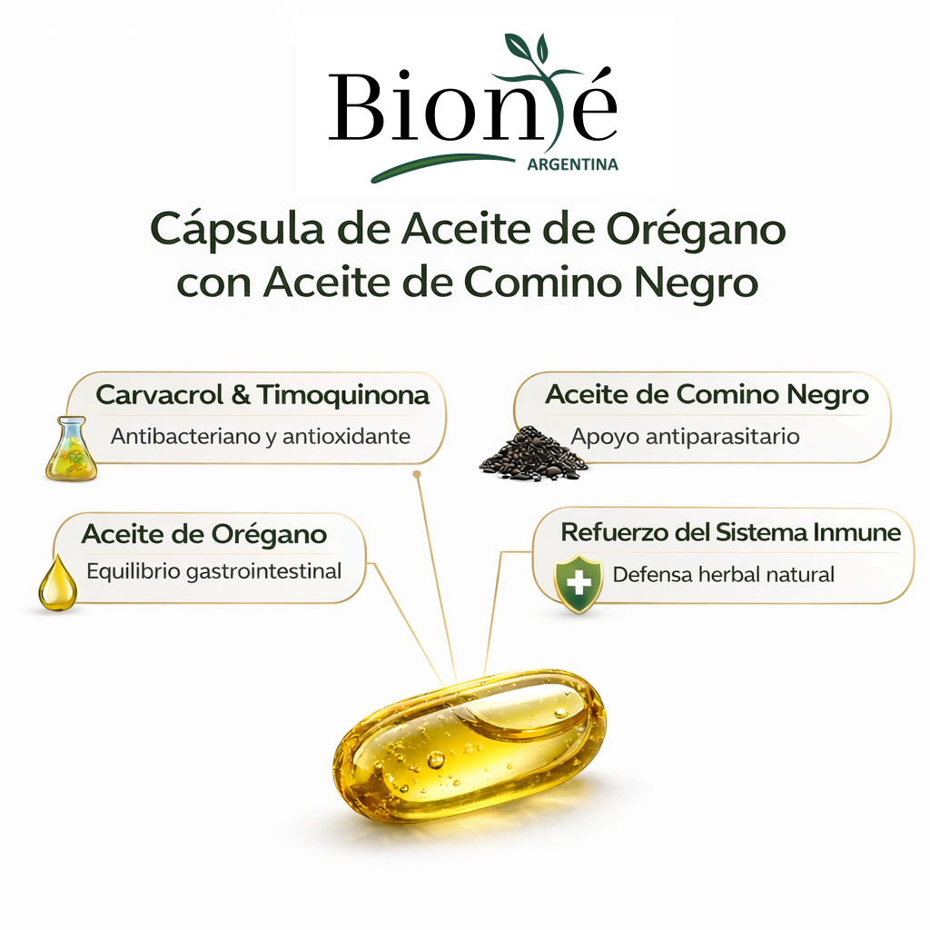 60 cápsulas de Aceite de Orégano de Alta Potencia | Apoyo Natural para Combatir Parásitos y Candida