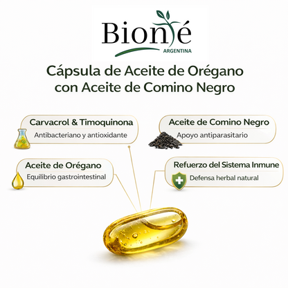60 cápsulas de Aceite de Orégano de Alta Potencia | Apoyo Natural para Combatir Parásitos y Candida